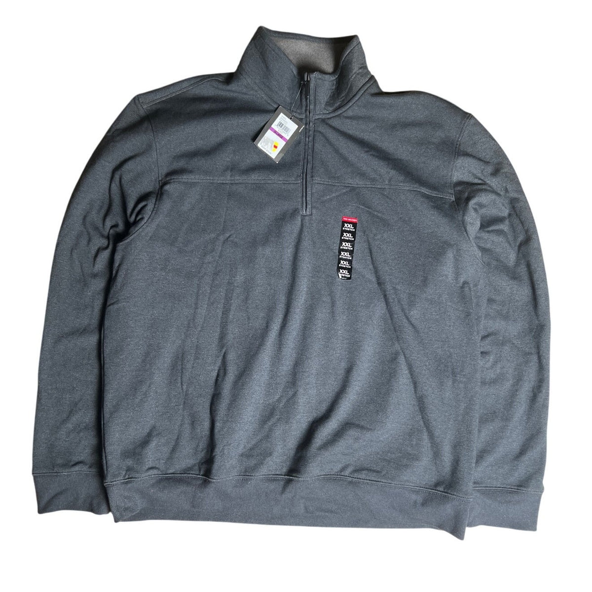 NWT Van Heusen Flex Gray 1/4 Zip-Up Pullover Men 2XL