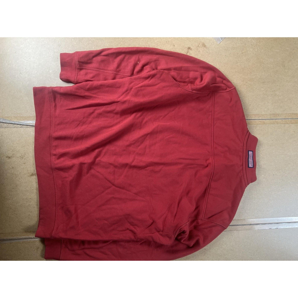 Vineyard Vines Sweater Mens L Red Pullover Mock Neck 1/4 Zip Pockets Logo