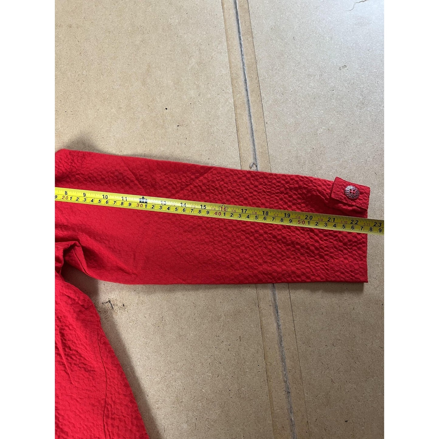 Habitat Tunic Womens M Red 3/4 Sleeve Round Neck Button Accent Jersey Stretch