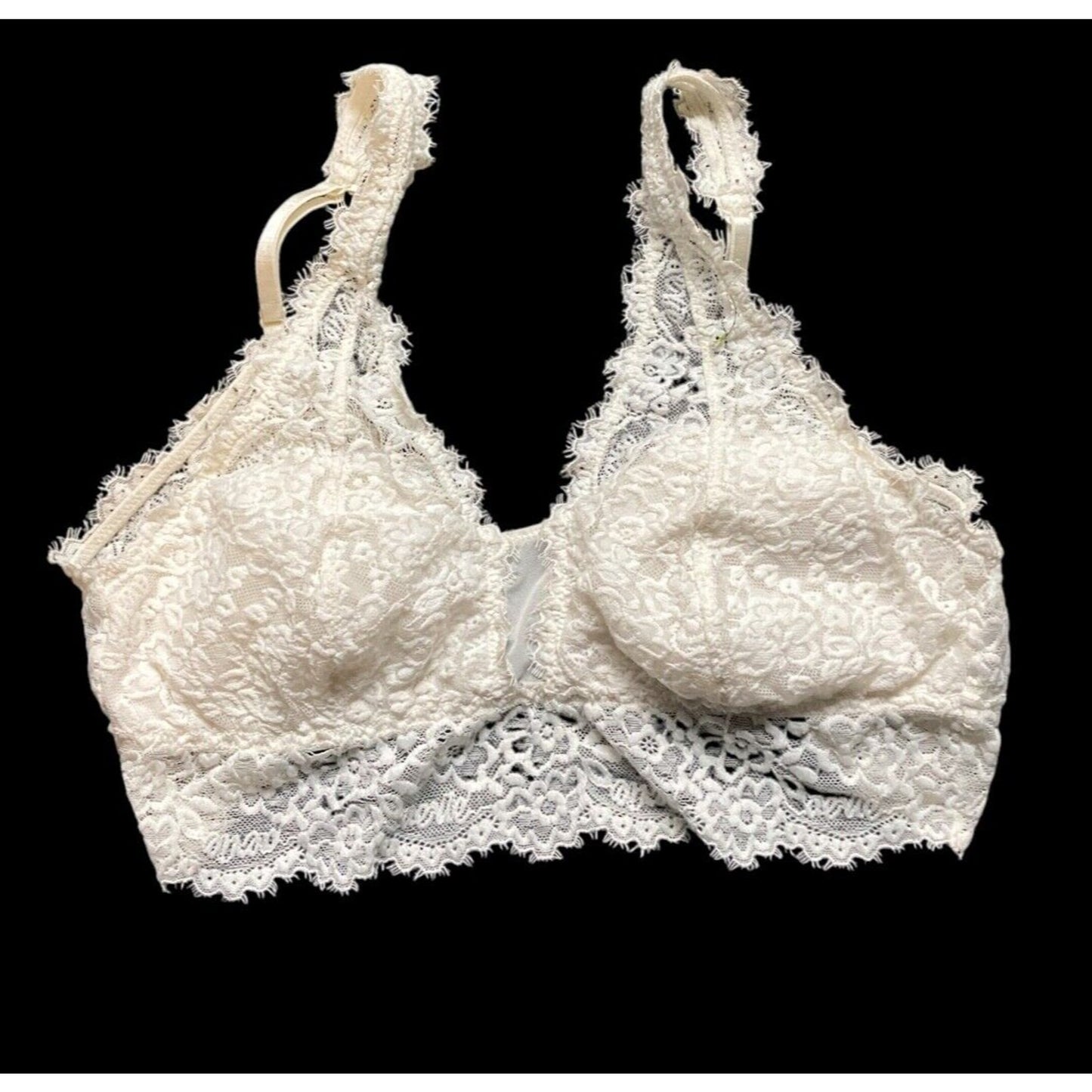 Aerie Eyelash Lace Padded Plunge Bralette Size M/M White