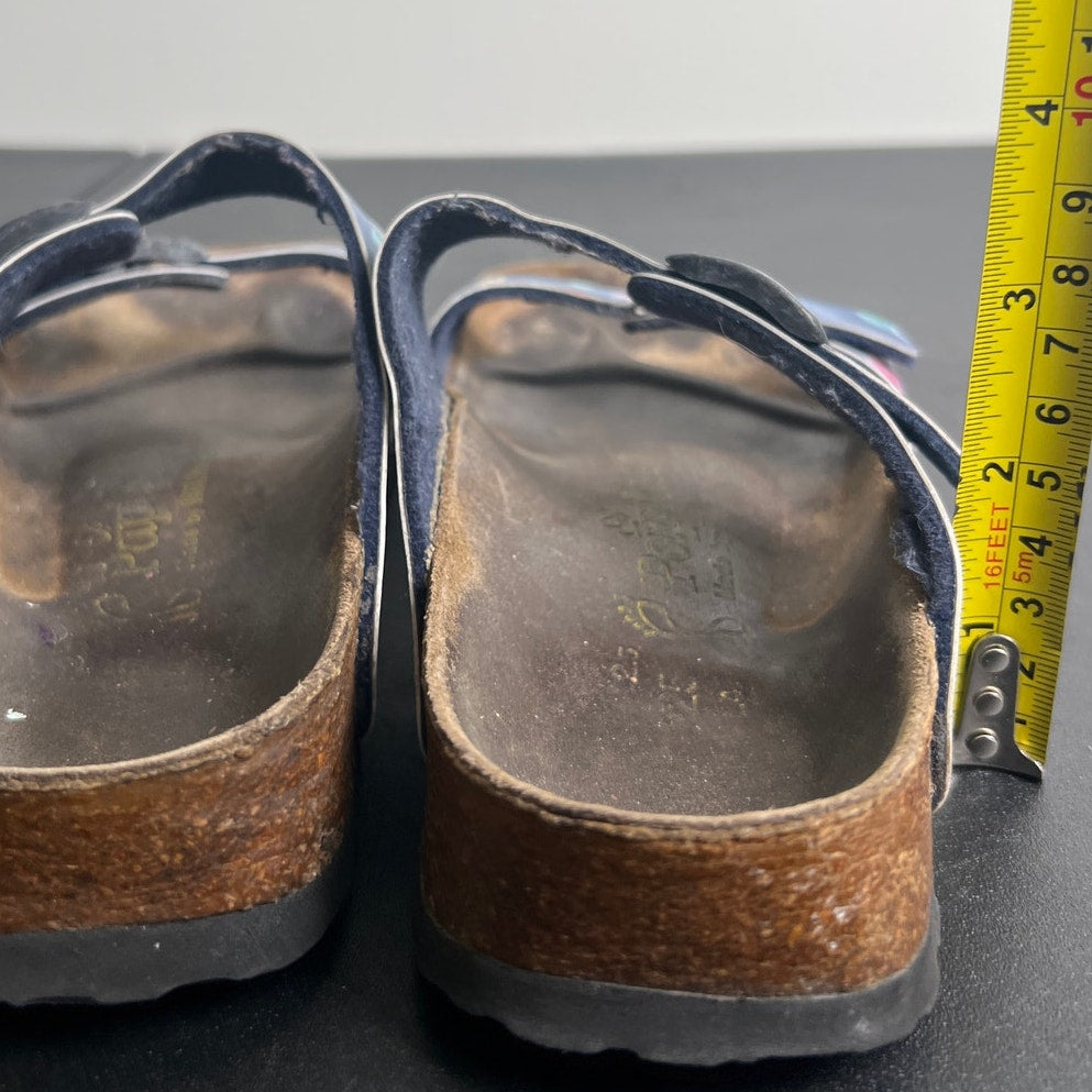 Papillio Birkenstock Arizona Women's US 4 Blue Floral Slide Sandals