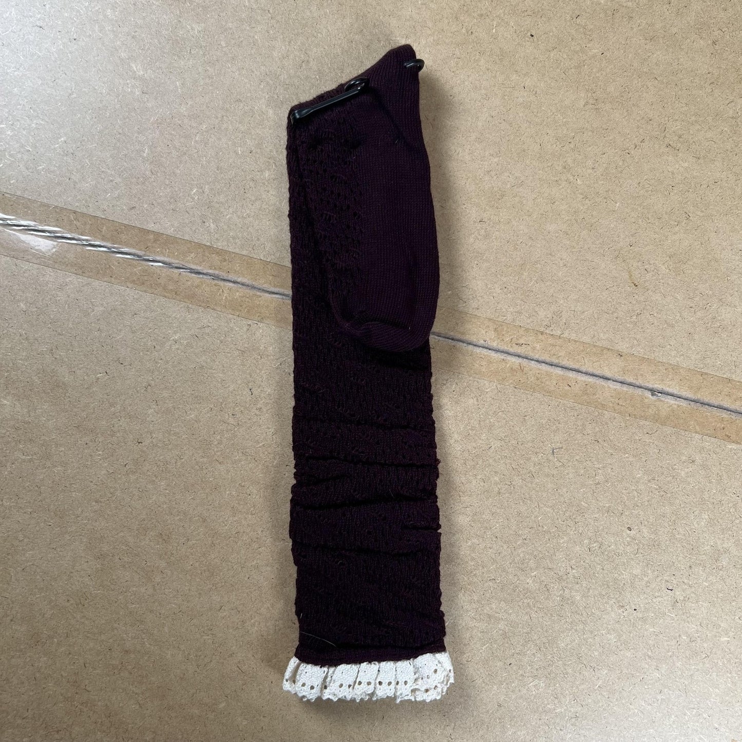 MeMoi Socks Womens One Size Purple Over The Knee Knitted Lace Trim Knee Highs