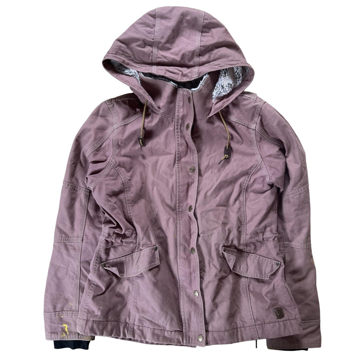 Noble Outfitters Jacket Womens M Purple Hooded Canvas Parka Lined Zip Pockets
