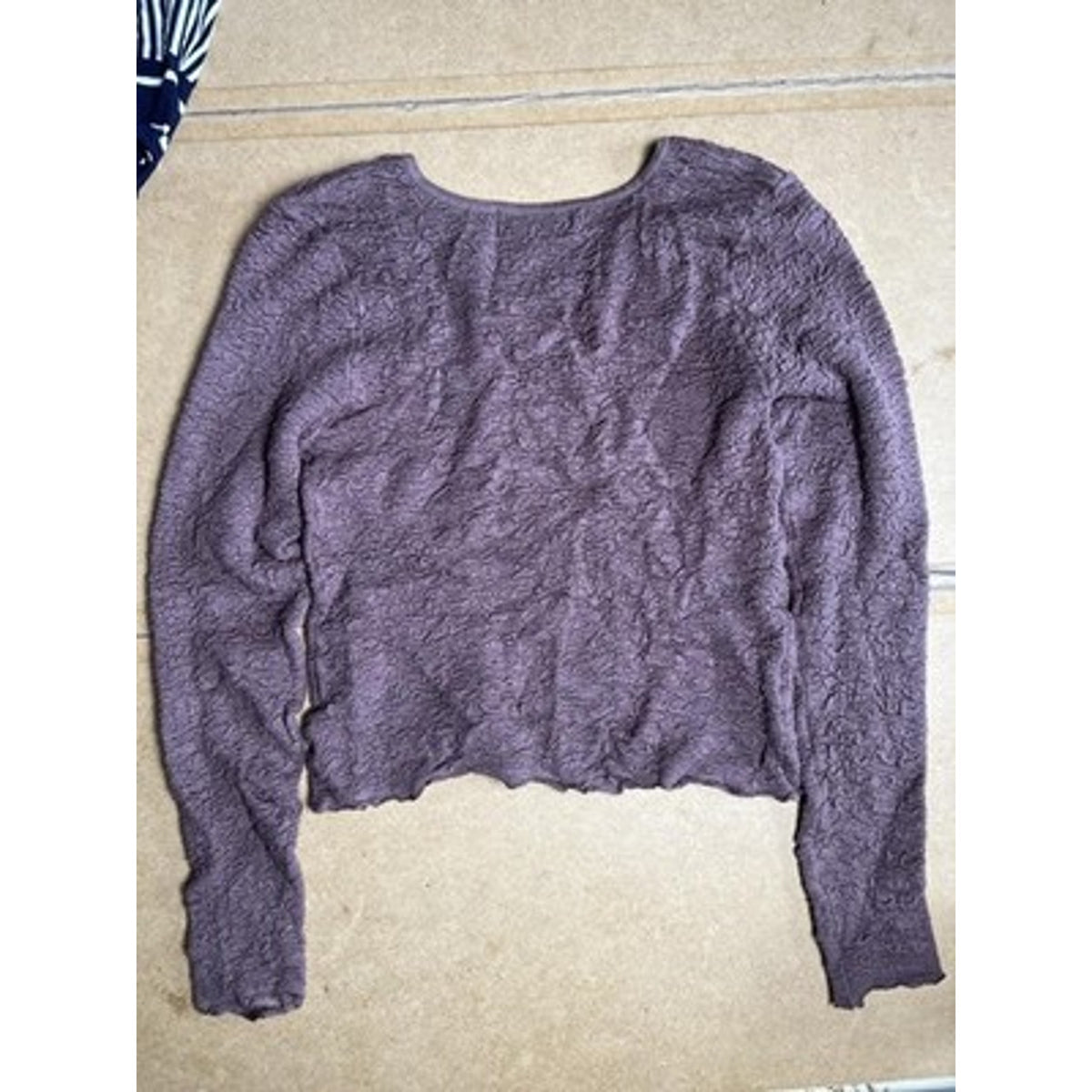 Natural Life Blouse Womens L Purple Square Neck Stretch Lightweight Long Sleeve