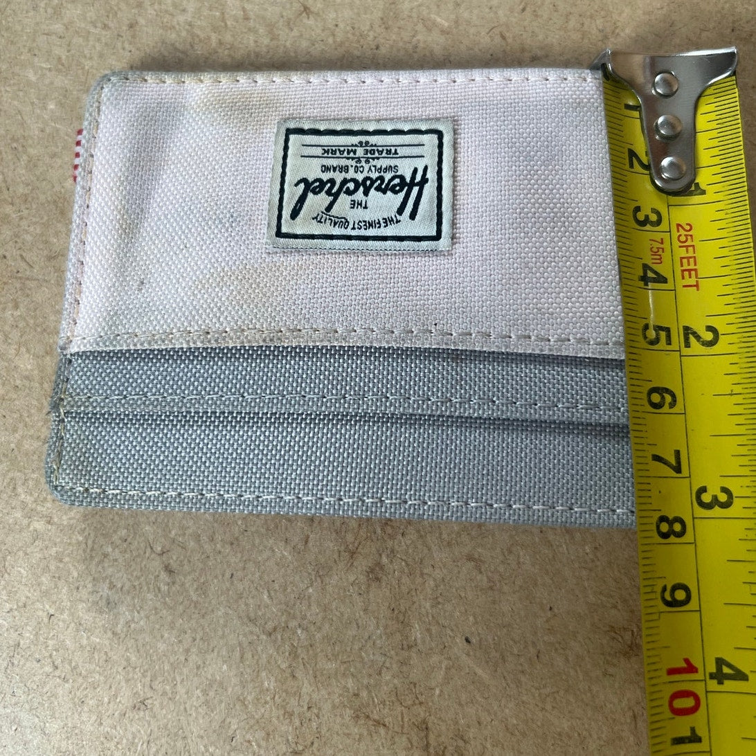 Herschel Wallet Mens One Size Pink Mini Canvas Credit Card Logo Striped Lining