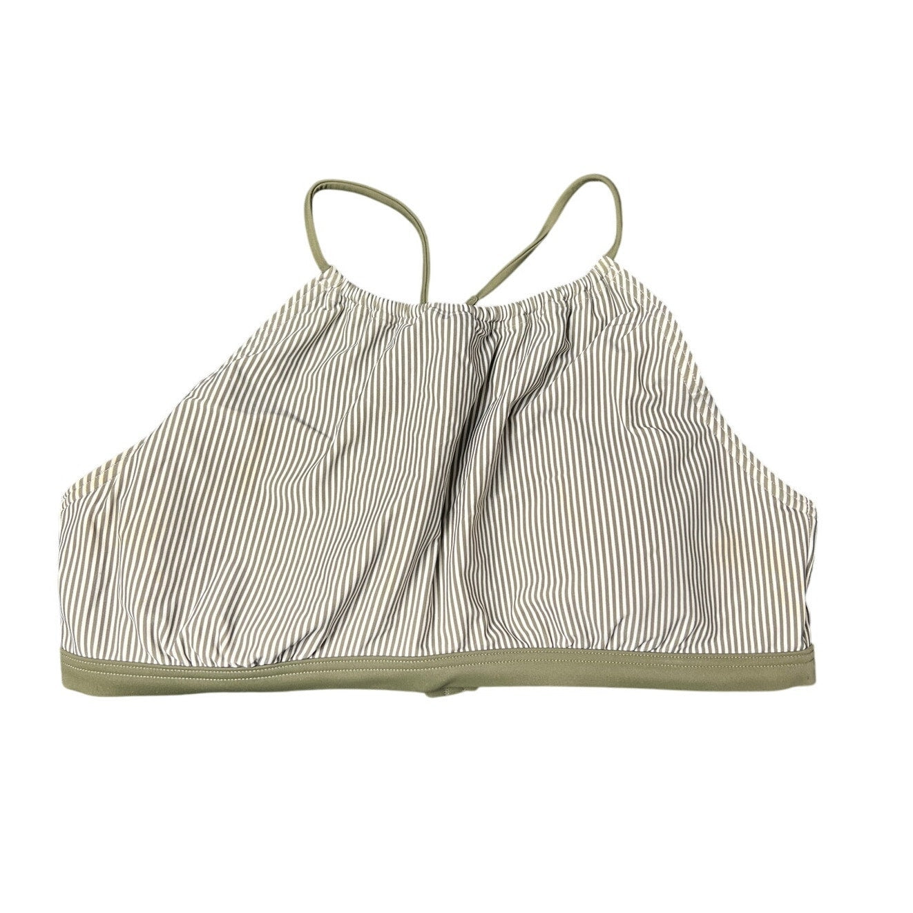 Prana Large XL Bikini Top Brina Halter Green Stripe Pad Swim Suit