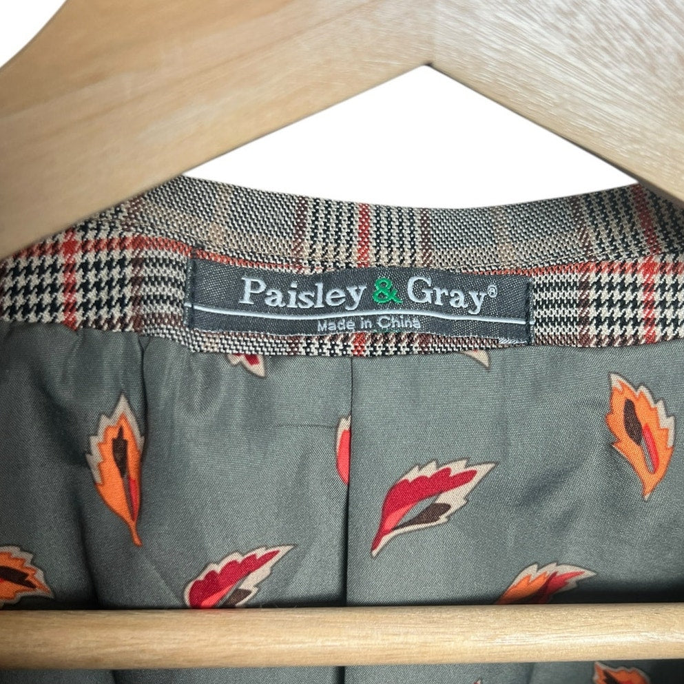 Paisley & Grey Peak Plaid Gray Striped Slim Blazer Size 42R NWT