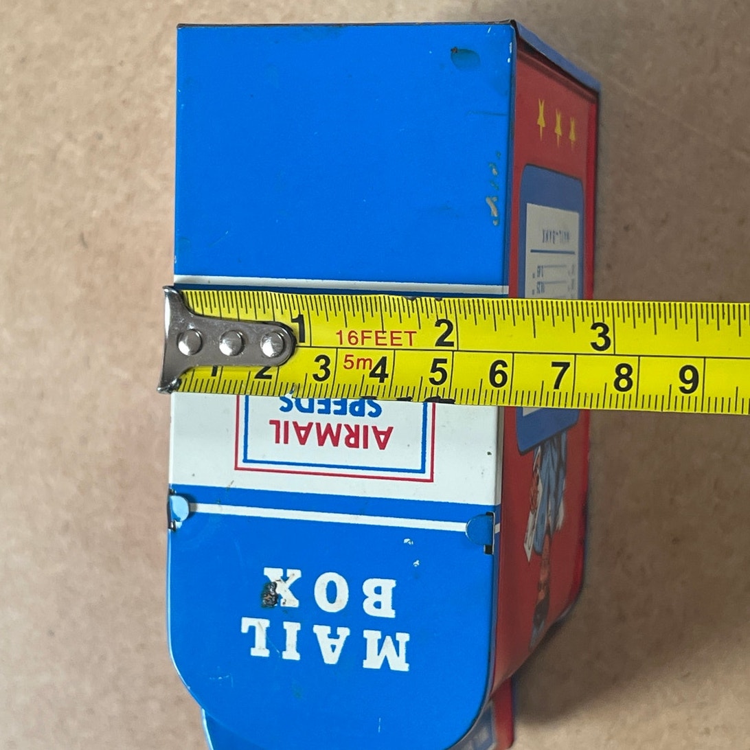 Vintage Toy 5 3/4" High Ohio Art Tin Metal Mail Box Airmail Speed Letter Bank w