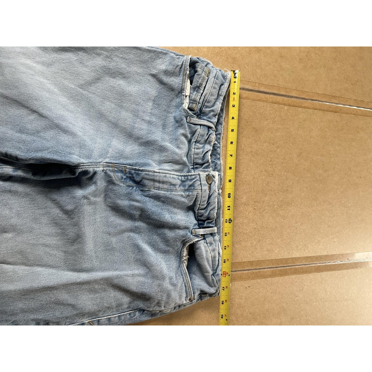 Good American Pants Womens 12 Blue Paperbag Denim Elastic Waist Pockets