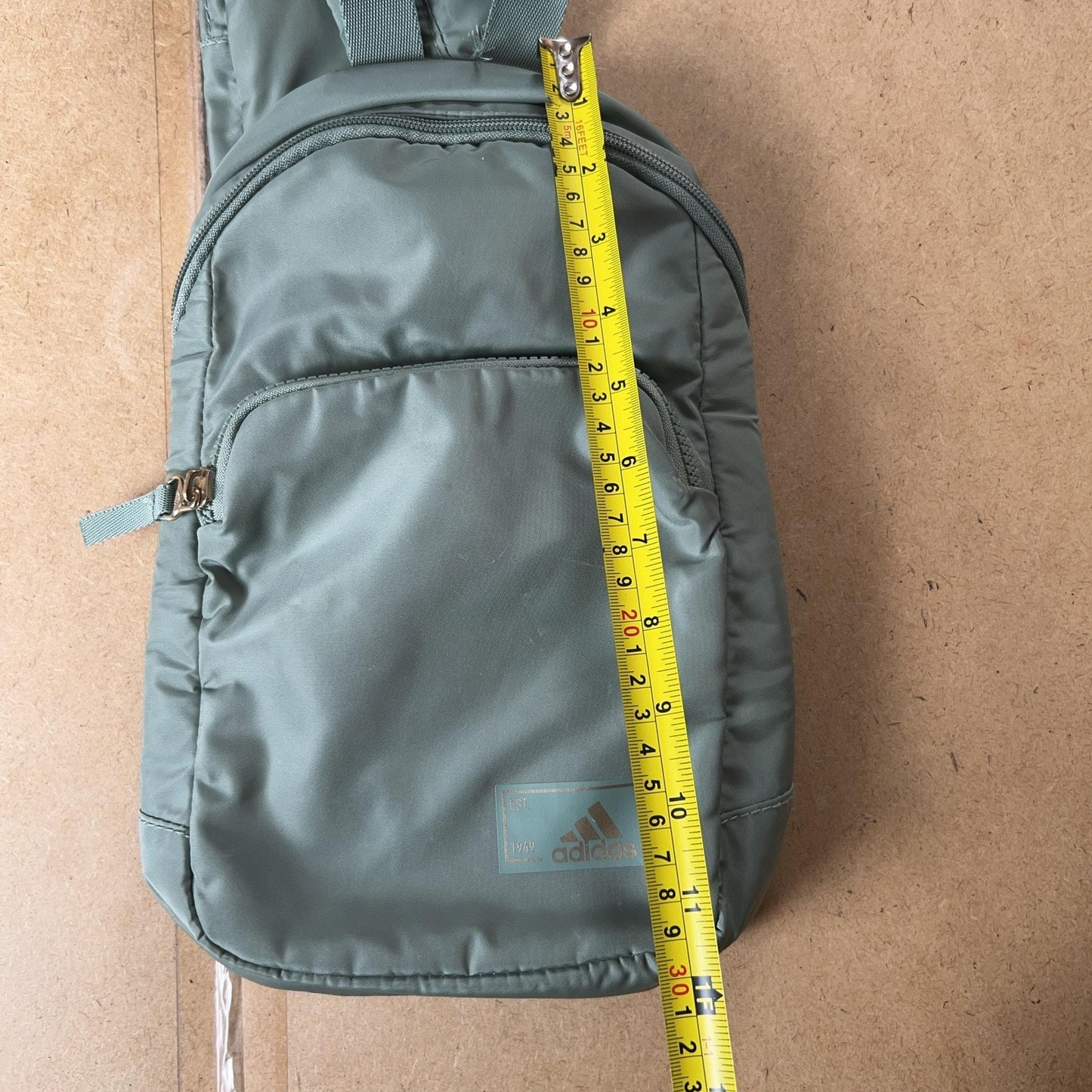 Adidas Sling Bag Womens Mini Olive Green Polyester Lined Zip Casual Crossbody