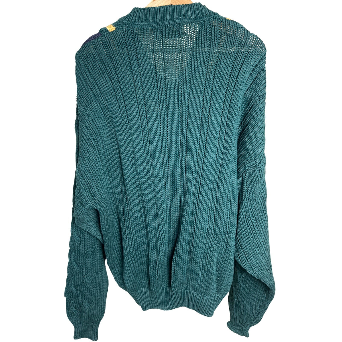 New River Co Authentic Heavy Knit Size Large V-Neck Green 100% Cotton