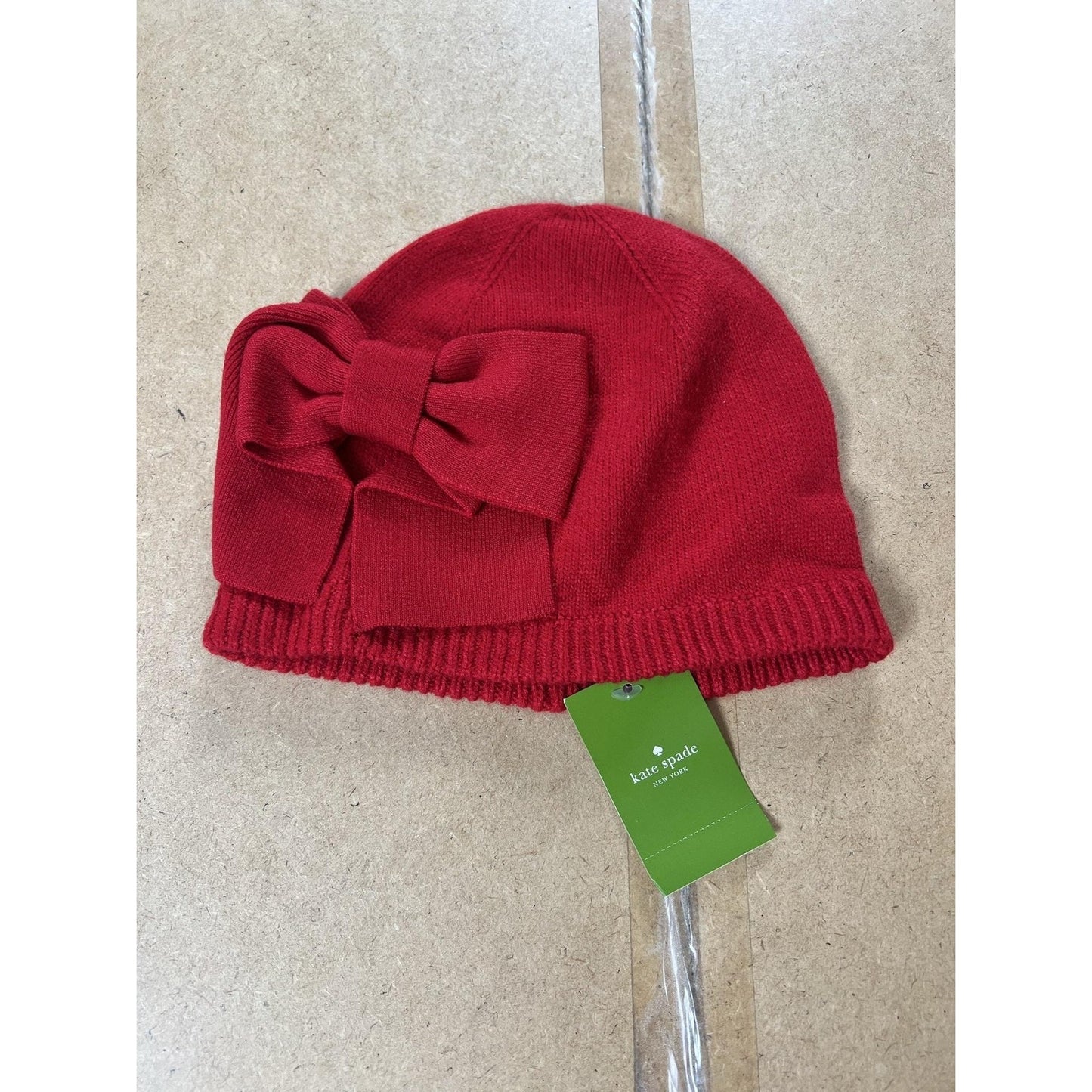 Kate Spade New York Beanie Womens One Size Red Acrylic Knit Dorothy Bow