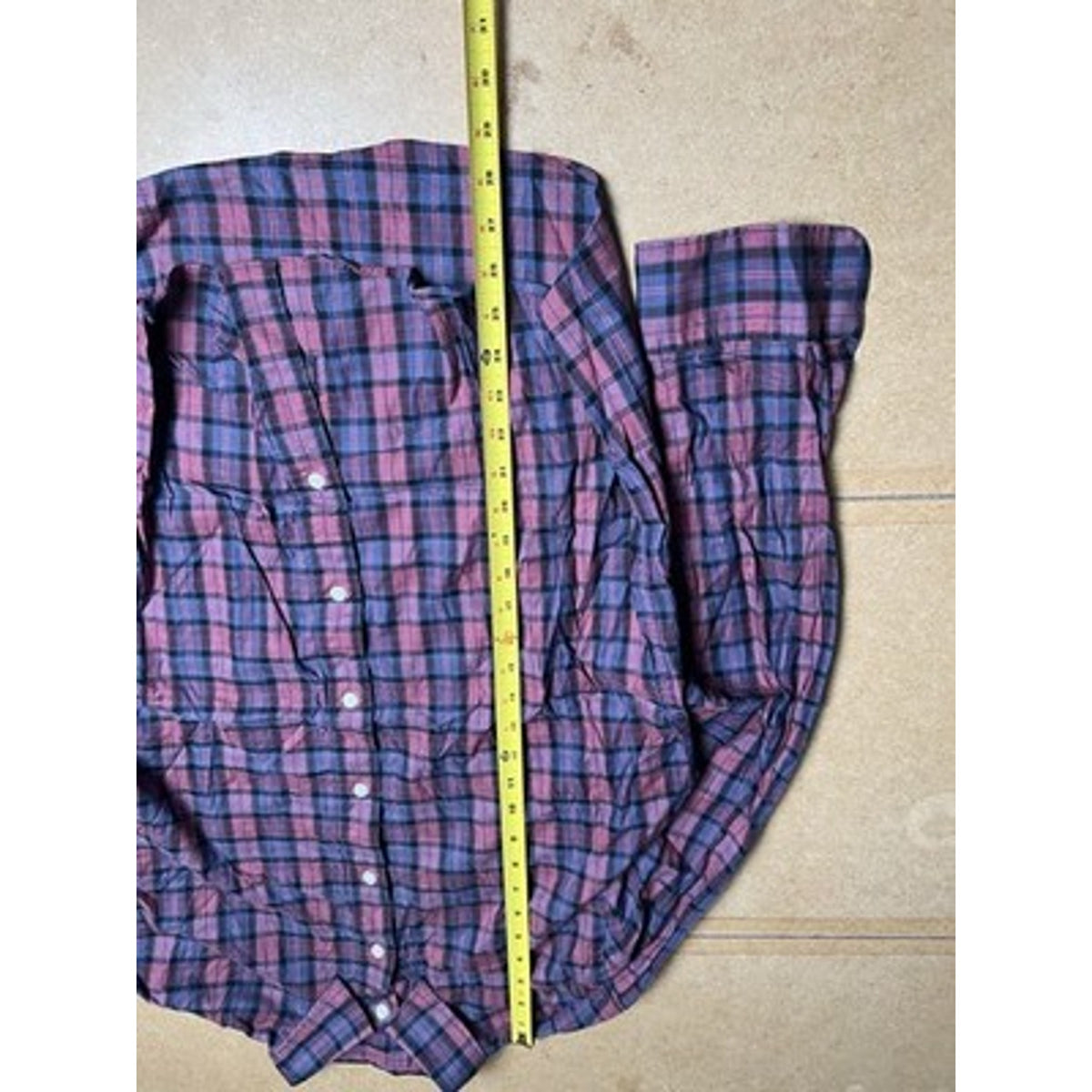 Faherty Shirt Mens L Red Plaid Long Sleeve Button Up Casual Woven Point Collar