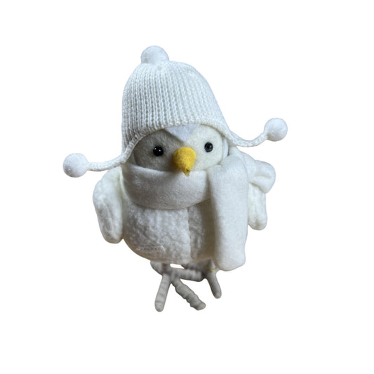 Brook White Felt Plush Bird Tabletop Decoration With Hat Scarf BROOK Tag