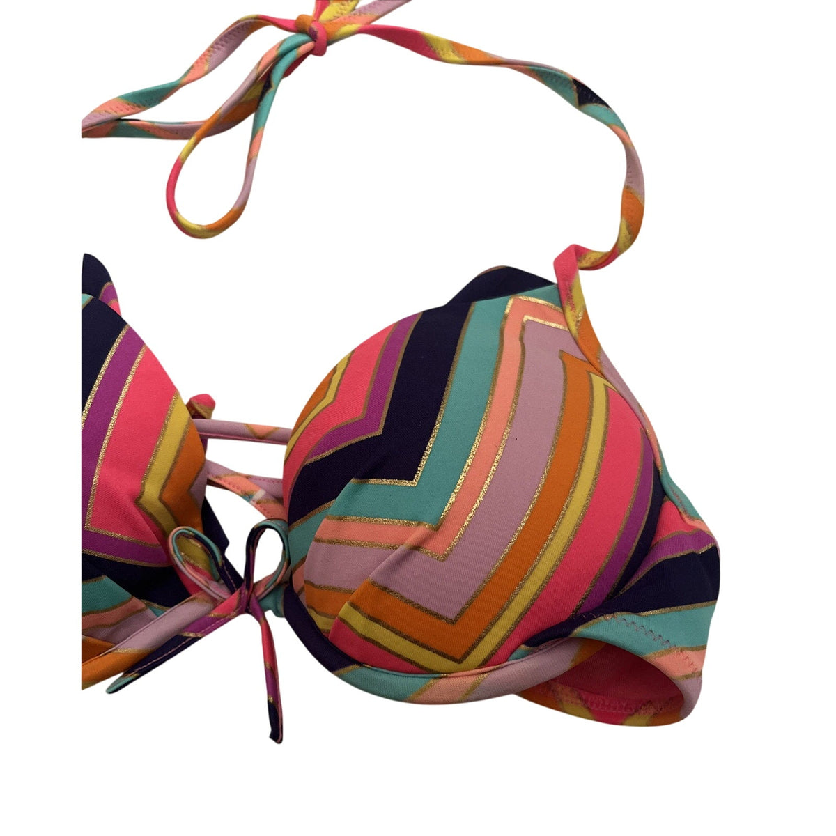 Victoria's Victoria Secret Multicolor Tie Padded Bikini Top 32B - EUC