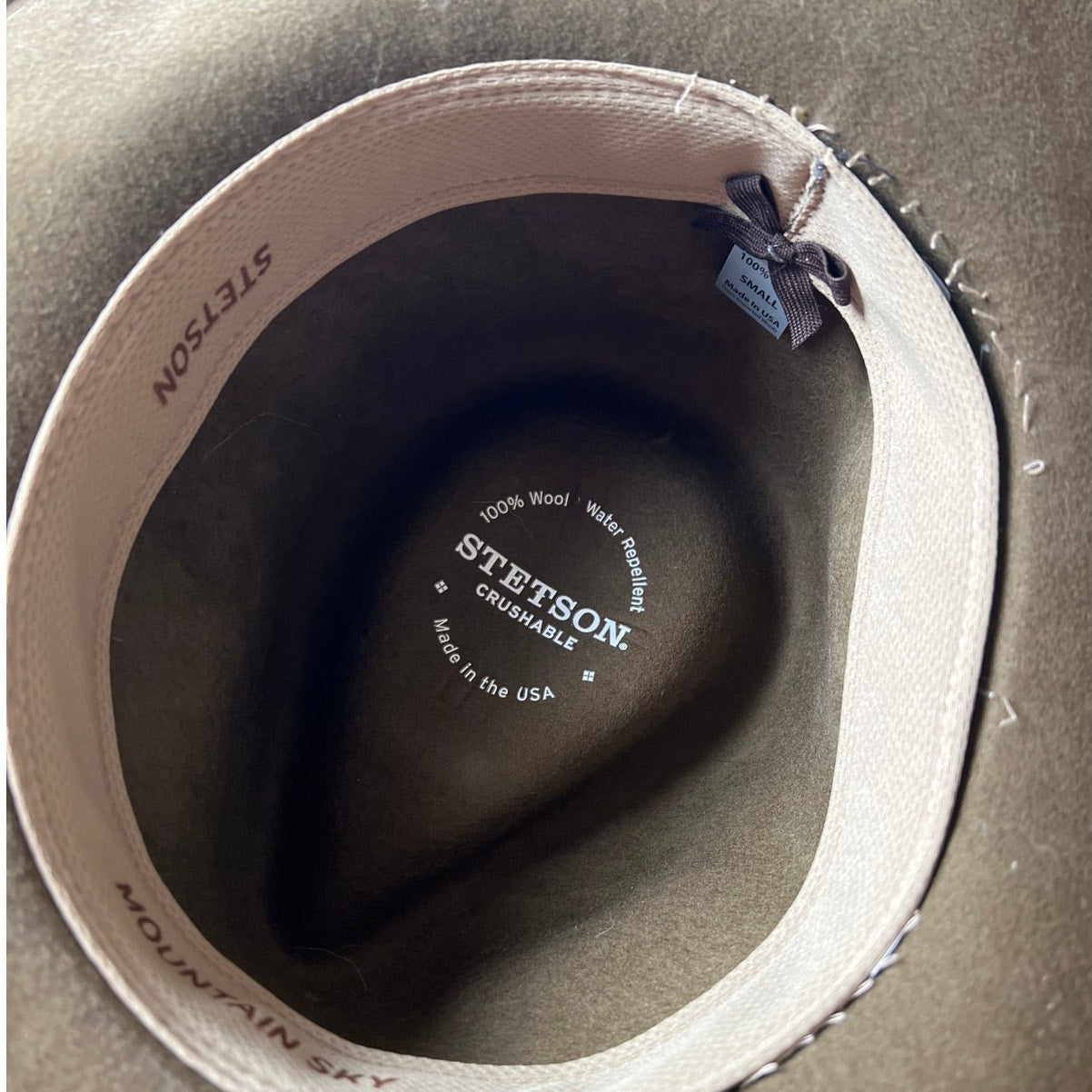 Stetson Mountain Sky Crushable 100% Wool Brown Felt Hat Size Small