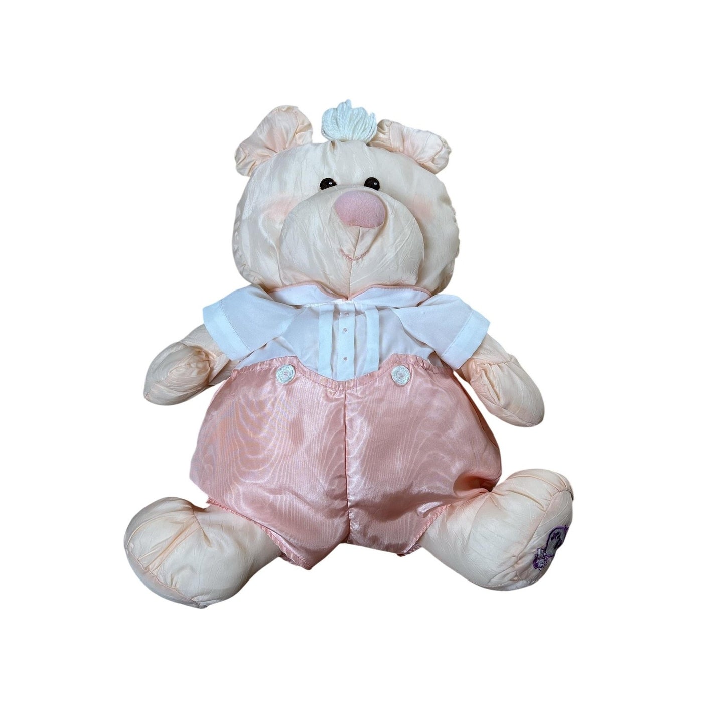 Plush Bear Doll Pink Romper White Shirt Stuffed Toy Cute Collectible Nursery