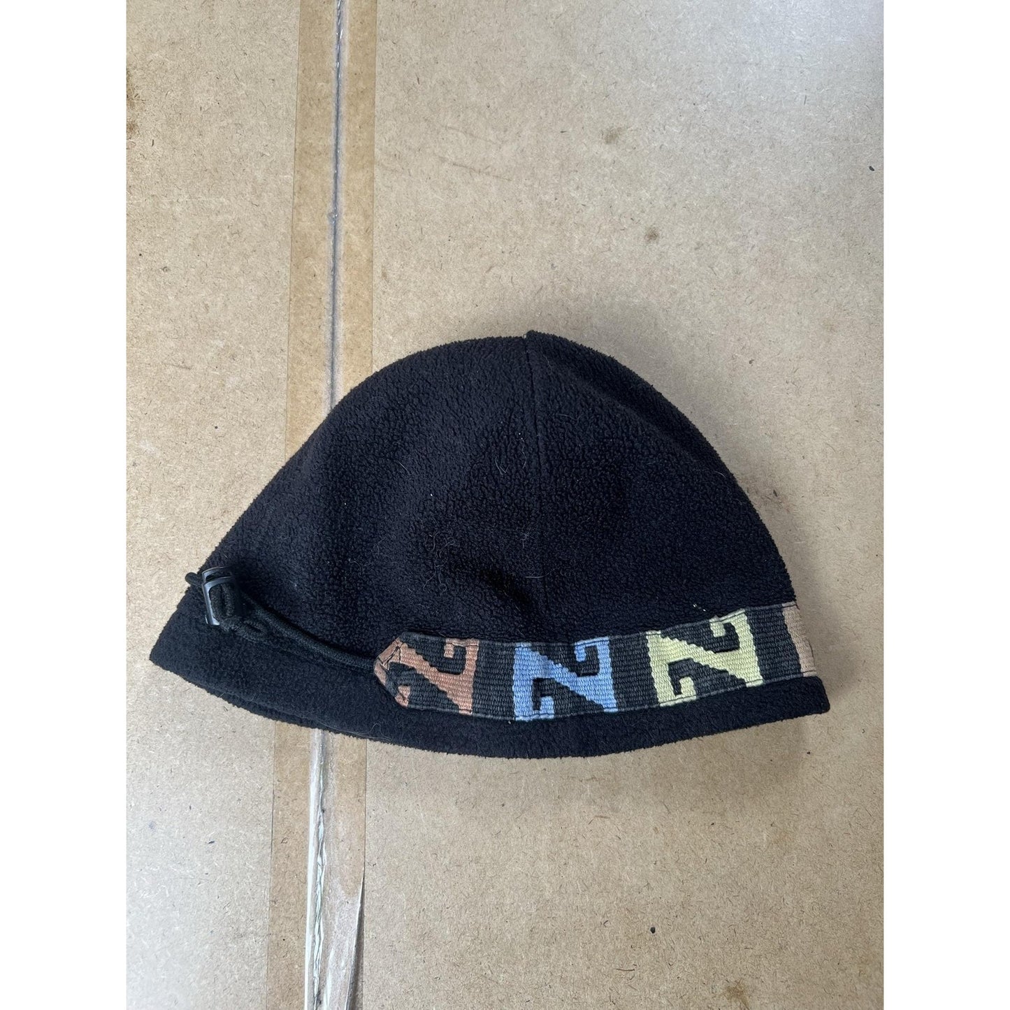 Hat Cap Strap Back Adjustable Mens Black Fleece Outdoor Drawcord Trim