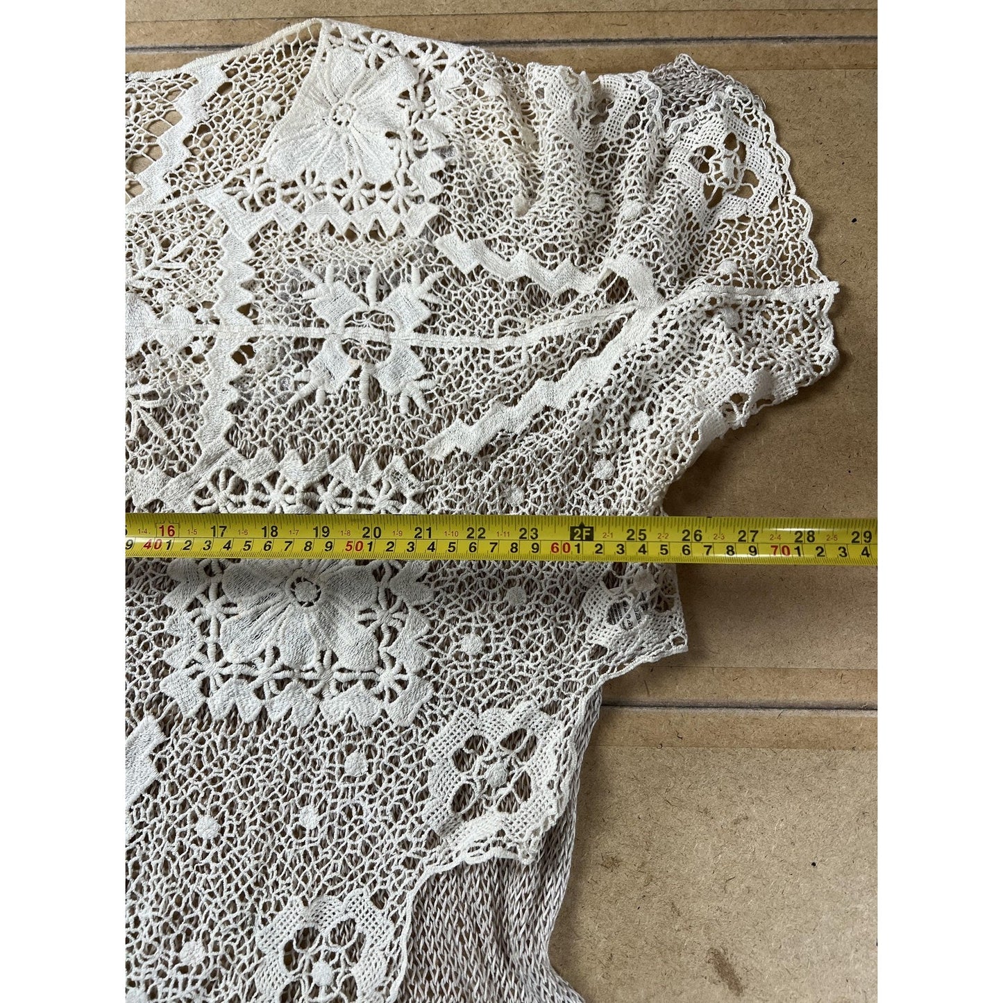 TRIP Shirt Womens XS/S Beige Linen Lace Crochet Embellished Summer Beach