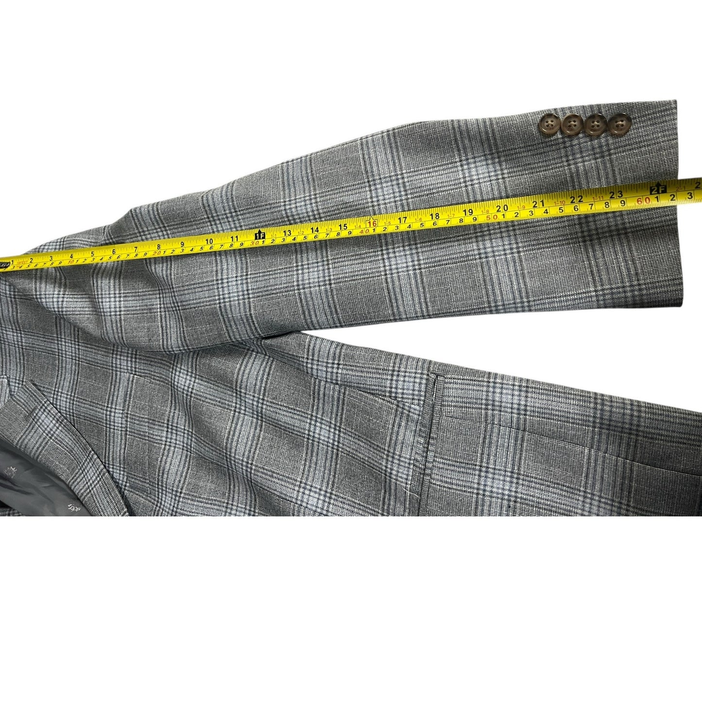 Unbranded Made In Vietnam Plaid Gray Suit Blazer *Dimensions In Pictures*