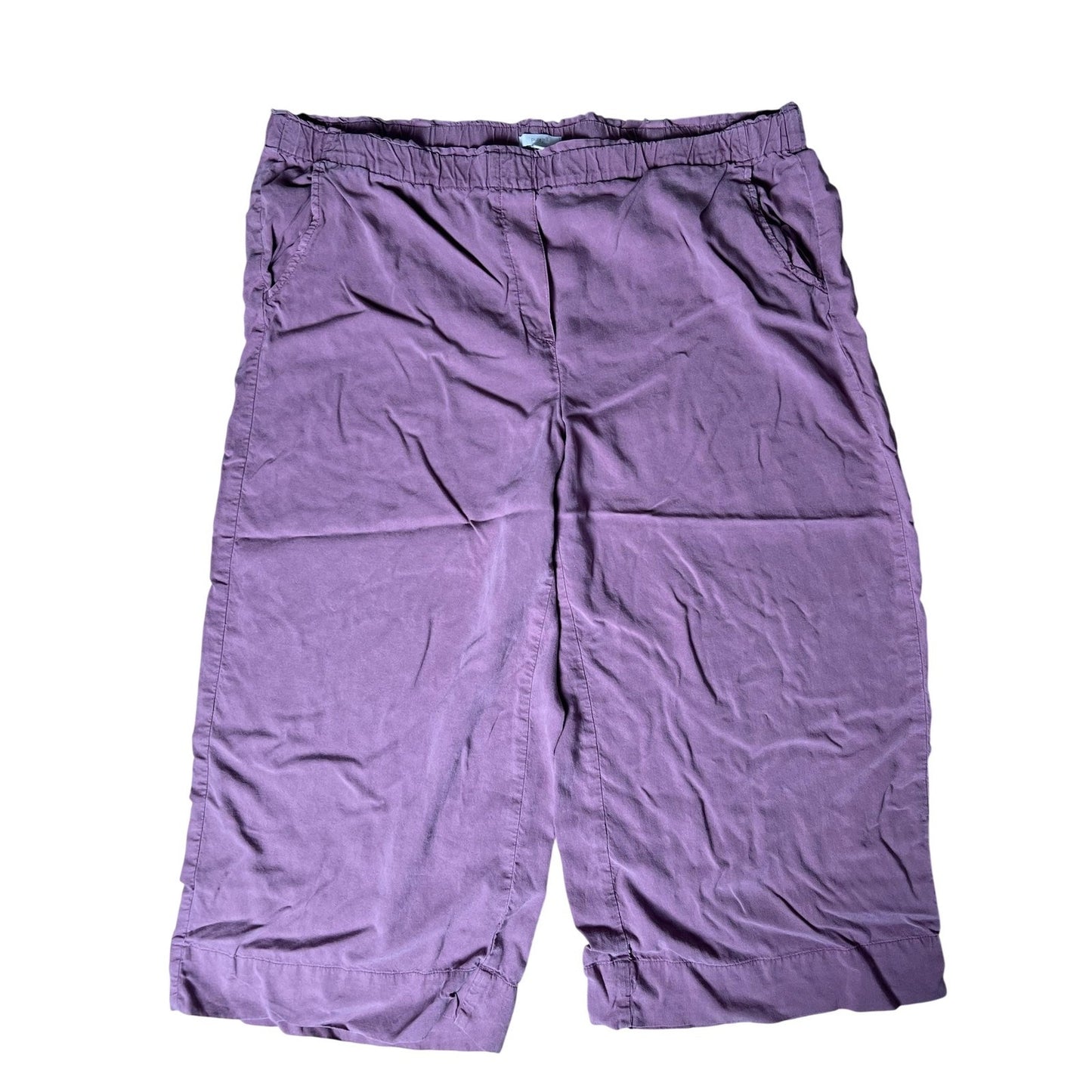 Pure Jill Pants Womens XL Purple Capri Pull On Elastic Waist Pockets Lyocell