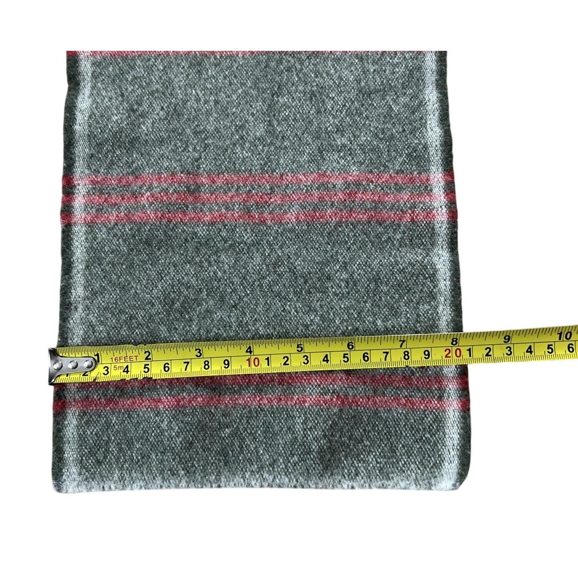 Faribault Woolen Mill Co. Scarf Mens One Size Gray Wool Striped Made USA Winter