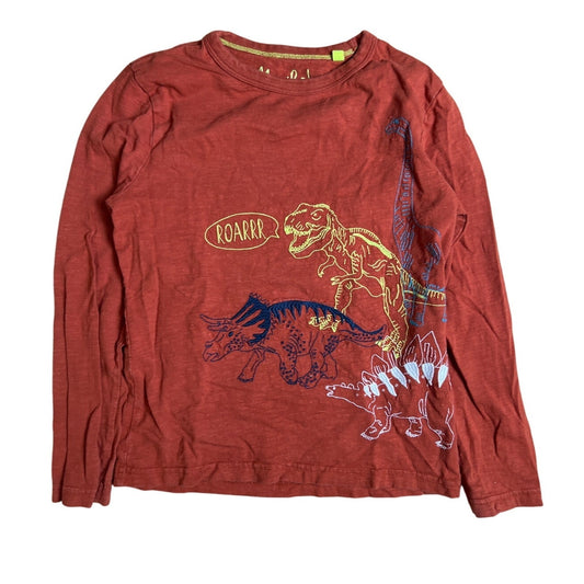 Mini Boden Embroidered Dinosaurs Long Sleeve Top Shirt Boys Size 7-8 years