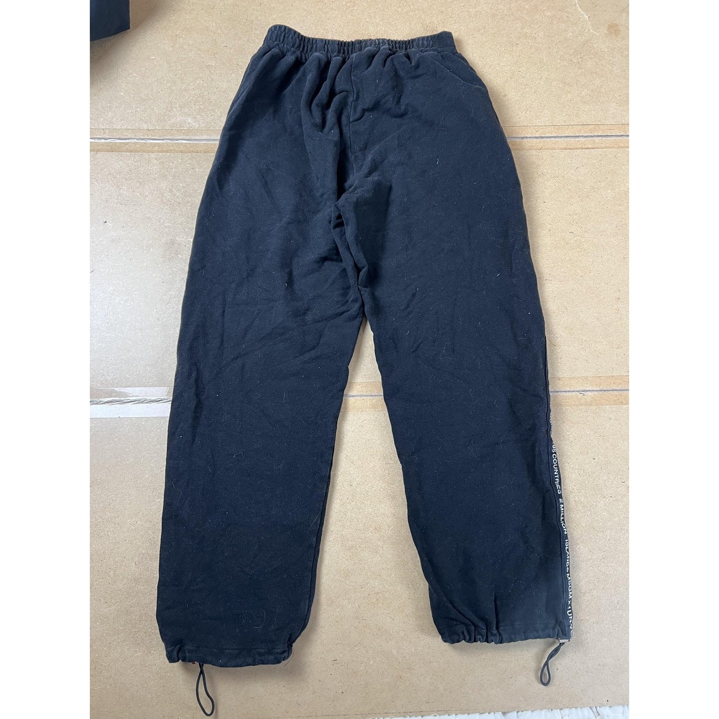 MSGM Jogger Pants Womens S Black Logo Tape Drawstring Elastic Cuff Casual