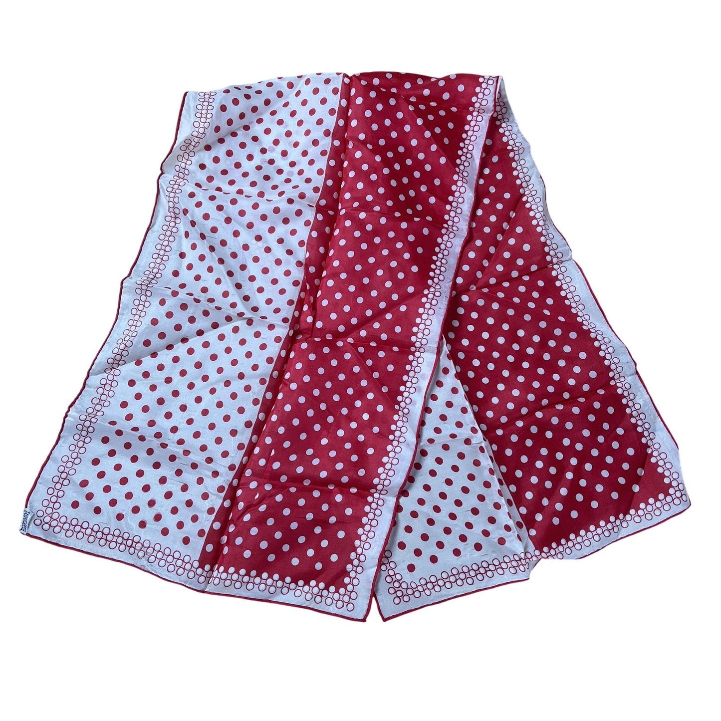 Kerchief Mens One Size Red Polka Dot Rayon Silk Satin Rectangle Scarf Japan