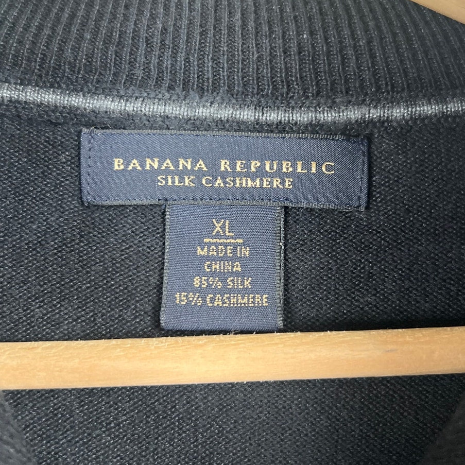 Banana Republic Silk Cashmere Size XL Pullover 1/4 Quarter Zip