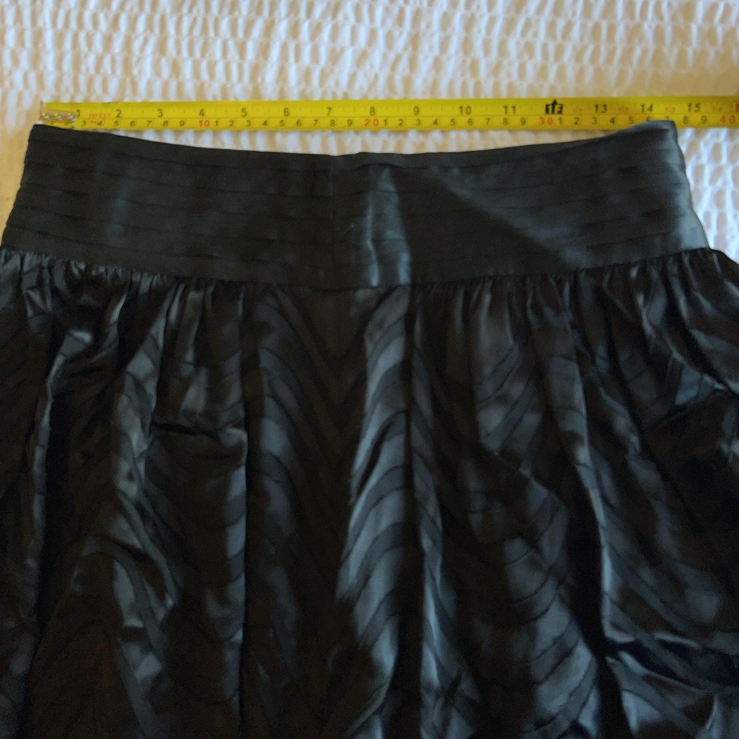 Skirt Womens 30 Black Skater Satin Pleated Layered Lined Zip Party Cocktail