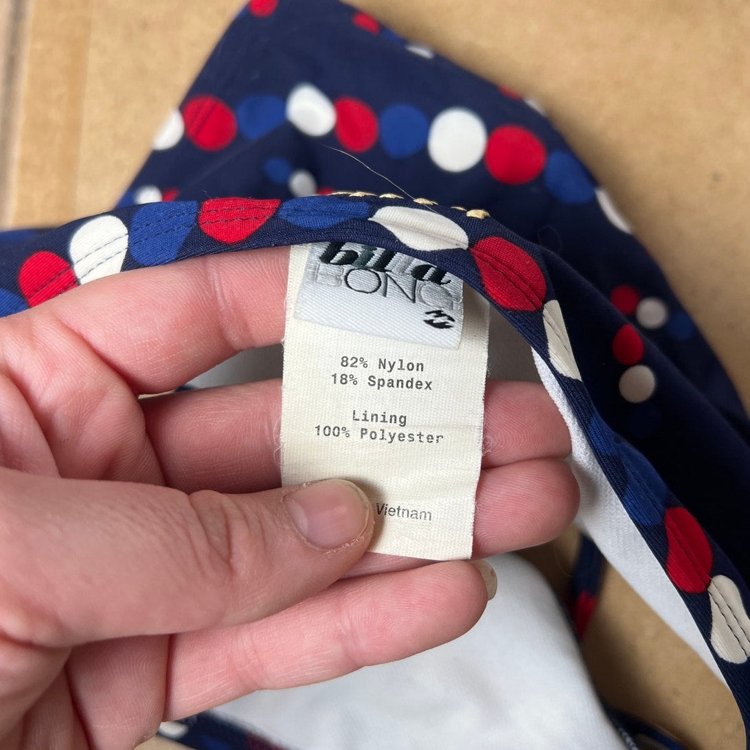 Billabong Blue and Red Polka Dot Bikini Set Size M