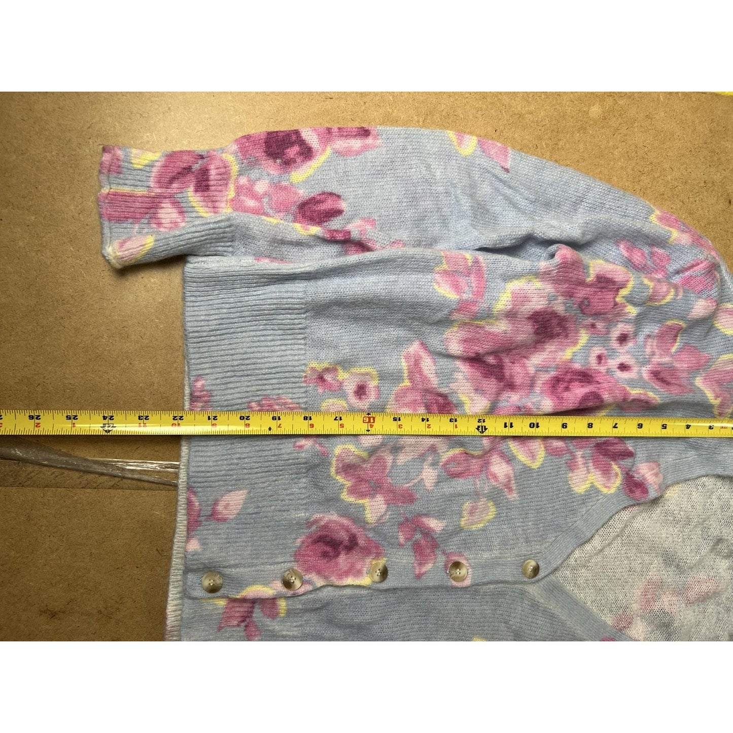 Sundance Cardigan Womens XL Blue Floral Lightweight V-Neck Button Knit