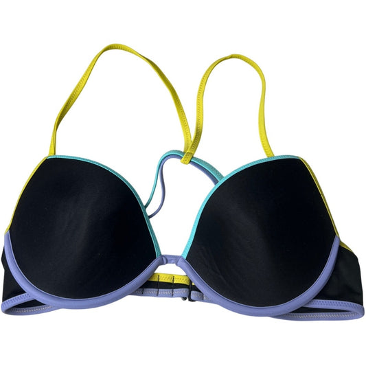 Victoria's Secret Black Purple Yellow Padded Bikini Top Underwire 34C