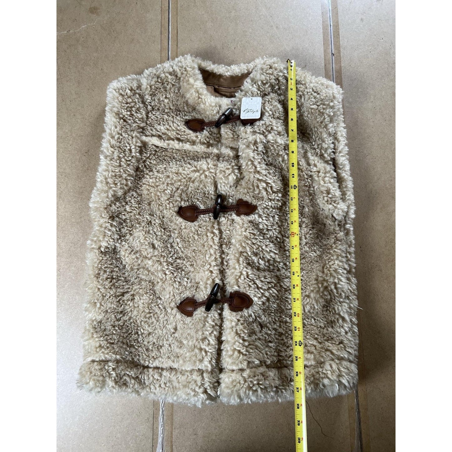 Free People Vest Womens XS Beige Faux Fur Lined Pockets Toggle Closure Casual