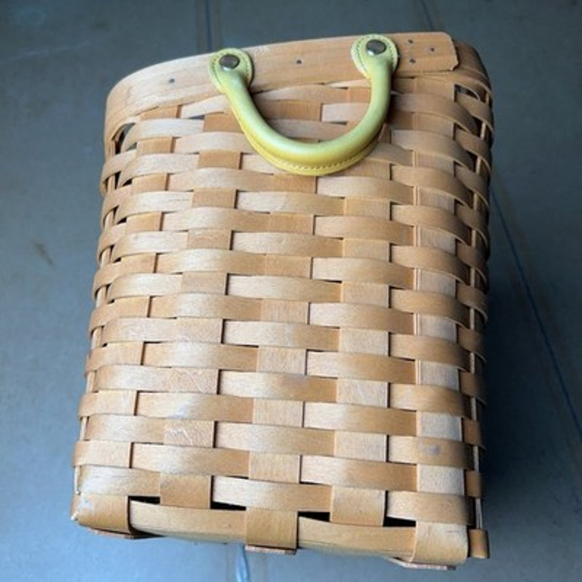 Longaberger Baskets Storage Basket Beige Medium Handle Rustic Made In USA