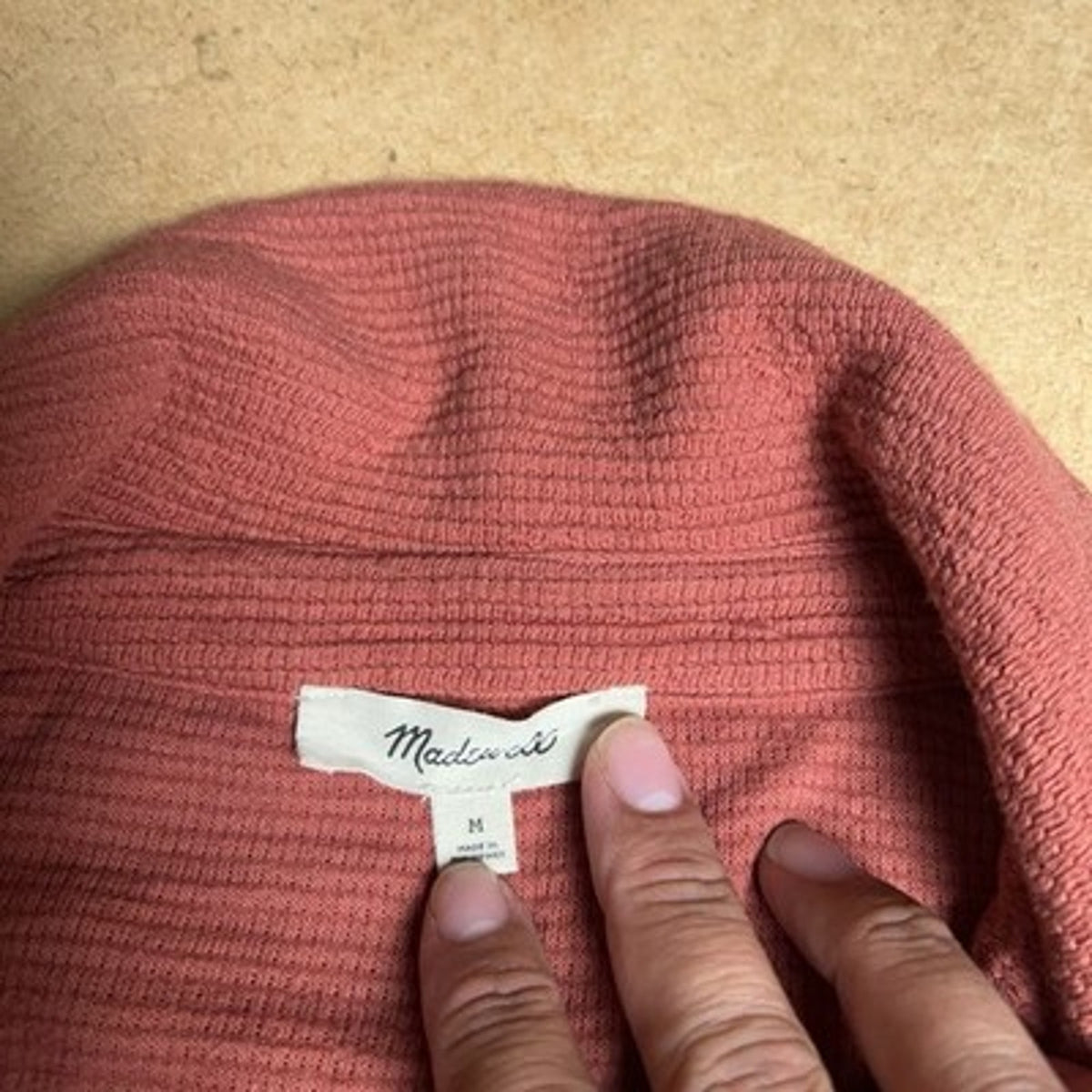 Madewell Button-Up Womens M Pink Collared Long Sleeve Knit Relaxed Casual