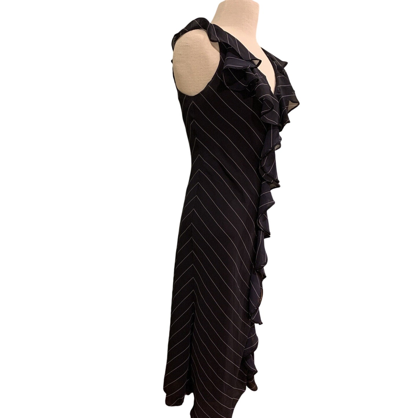American Living Women's Maxi Dress Sleeveless Black And White Striped Size 8