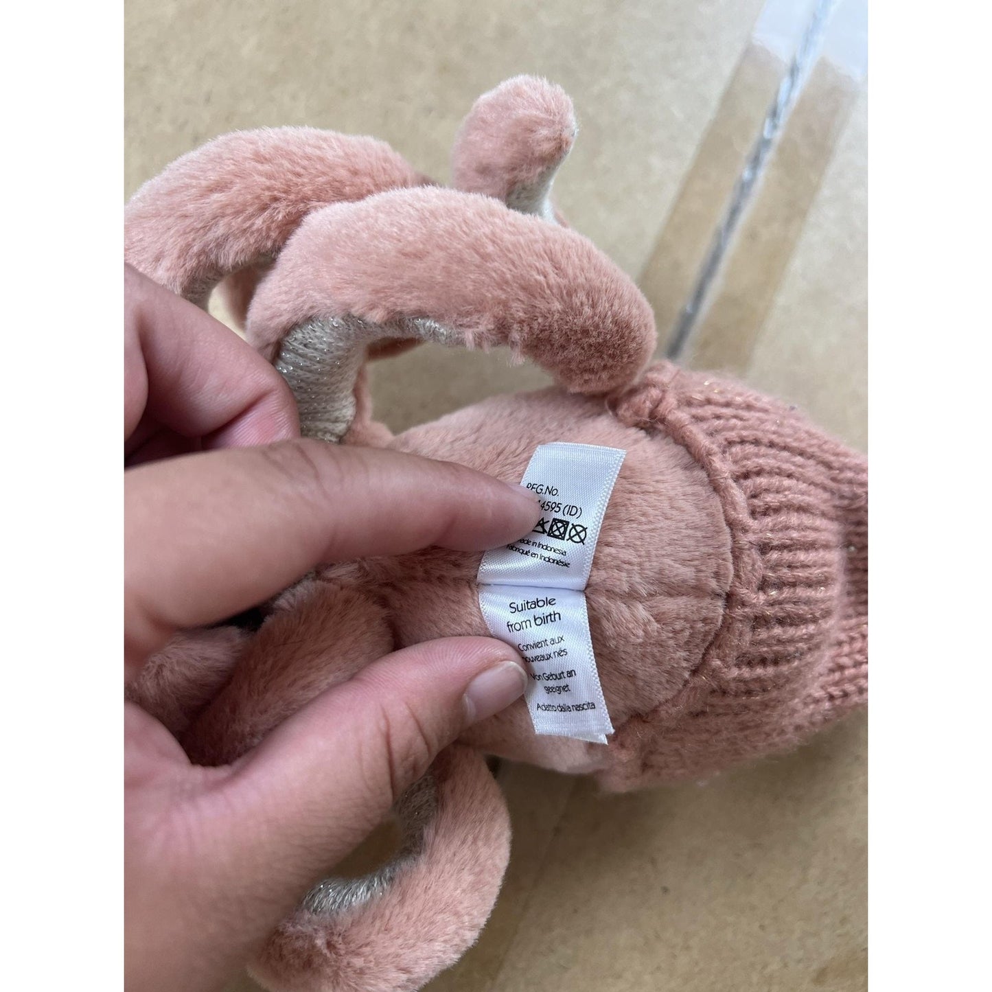Jellycat Pink Octopus Plush 12 Months & Under Knit Hat Soft Stuffed Baby Toy