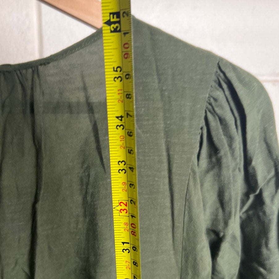 Anthropologie Nicole Puff-Sleeved Linen Blend Shirt Dress Medium