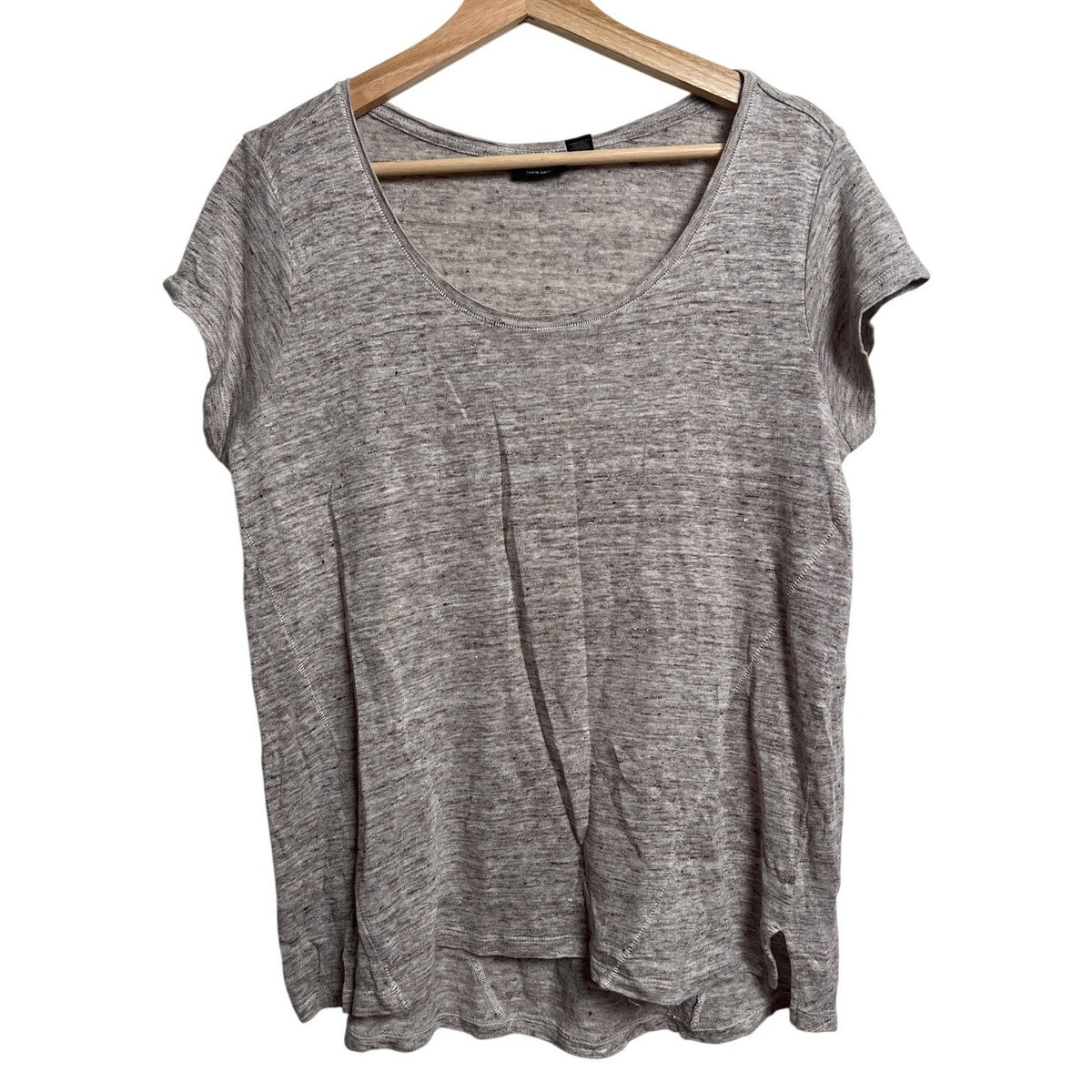 Willi Smith Grey And White 100% Linen Women's T-Shirt Size Large