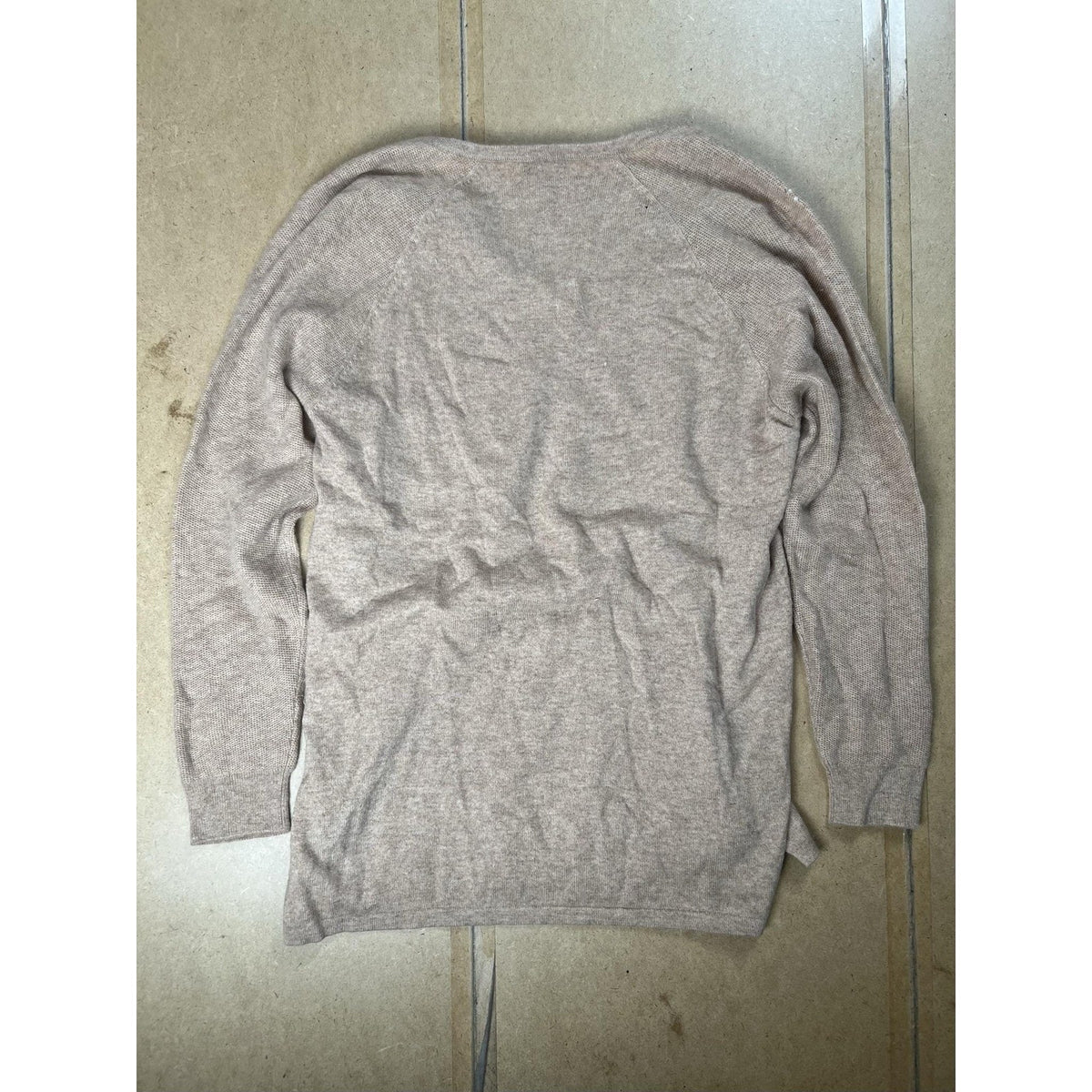 J. McLaughlin Sweater Mens L Beige Cashmere Pullover Round Neck Lightweight