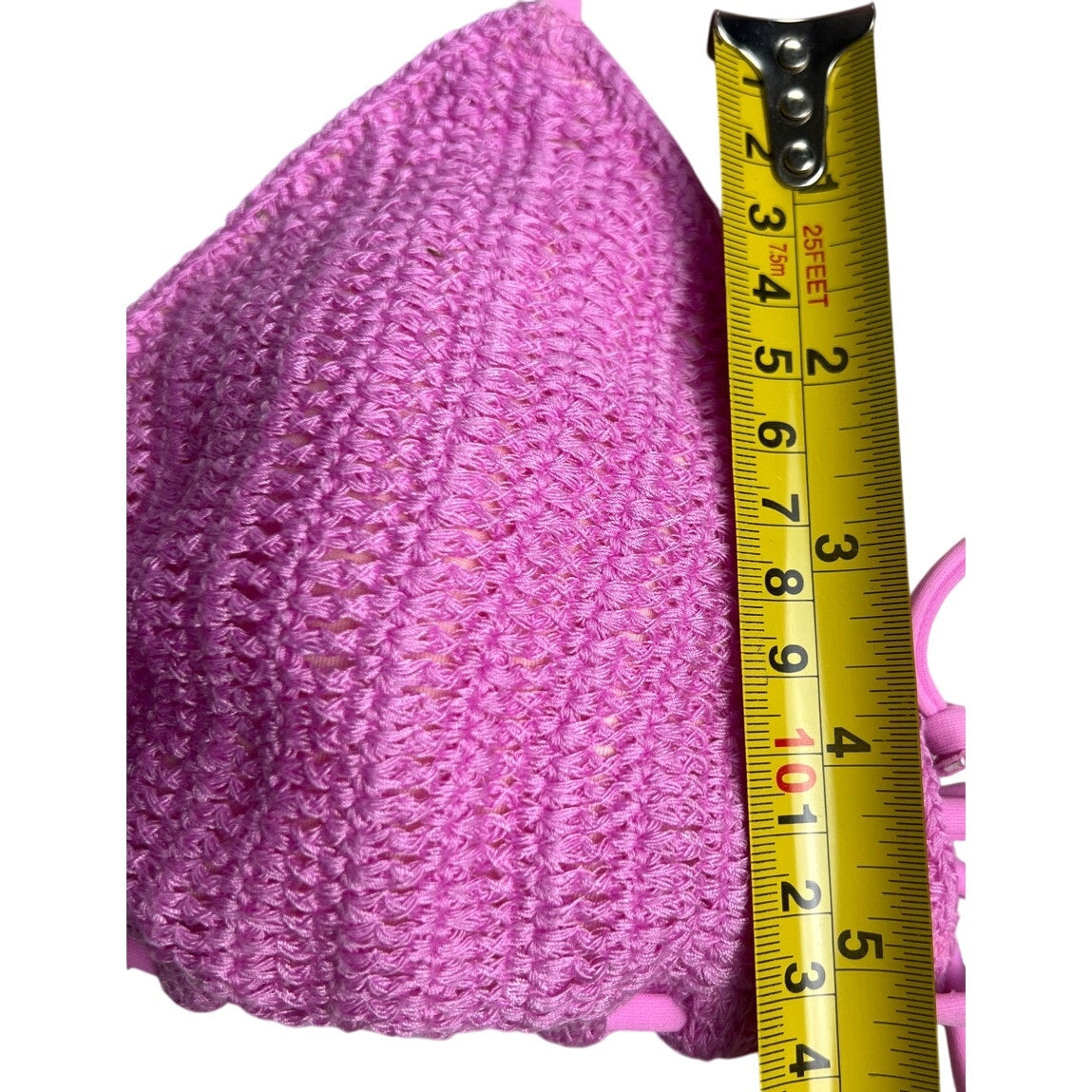 Victoria's Secret Crochet Pink Triangle Bikini Top Medium M