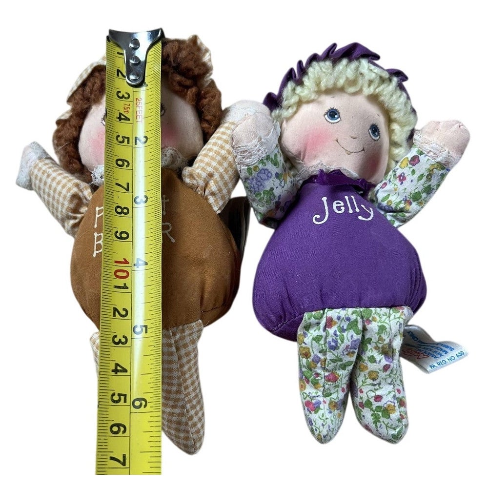 Morgan Peanut Butter & Jelly Plush Doll Pair Small Brown Purple Made In Taiwan