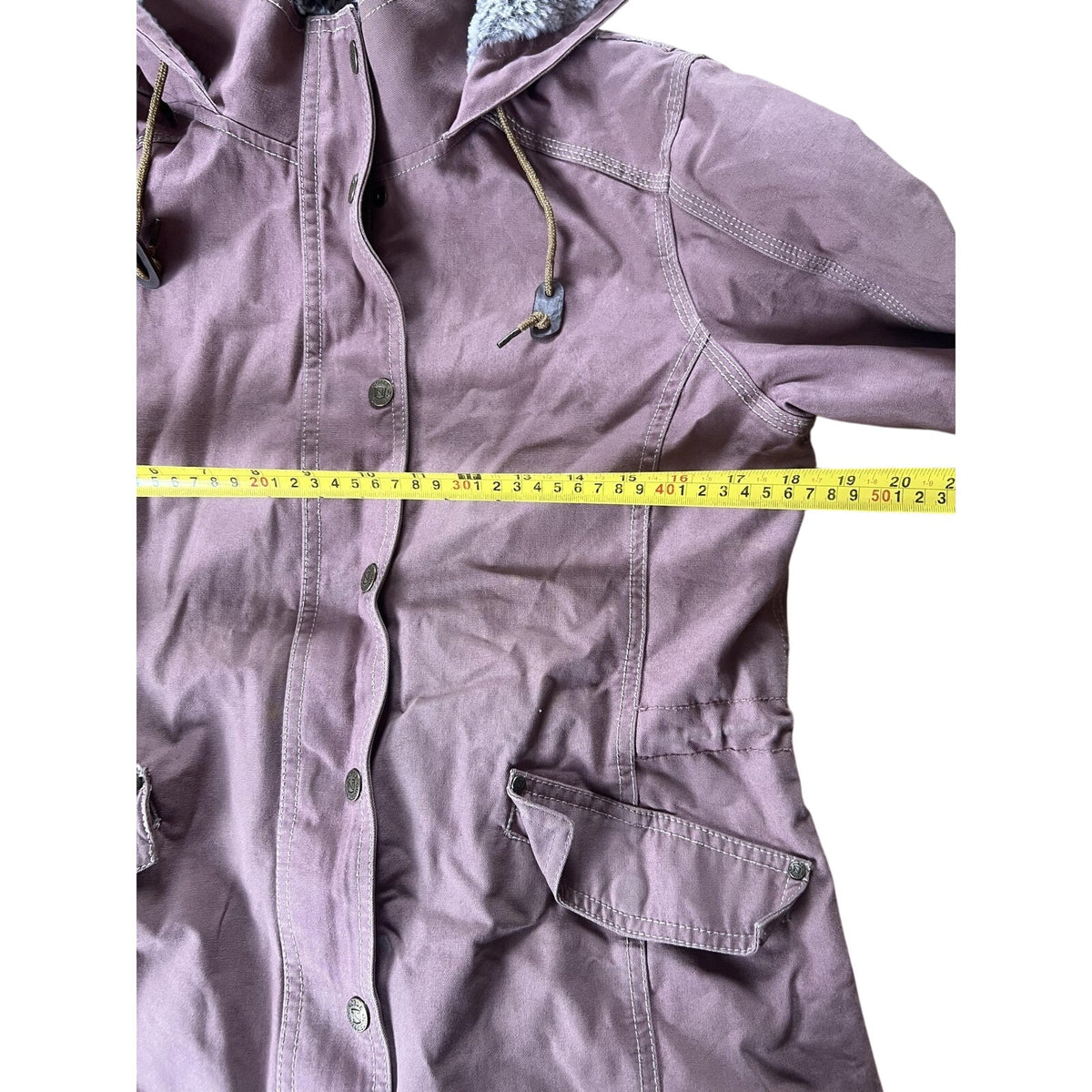 Noble Outfitters Jacket Womens M Purple Hooded Canvas Parka Lined Zip Pockets
