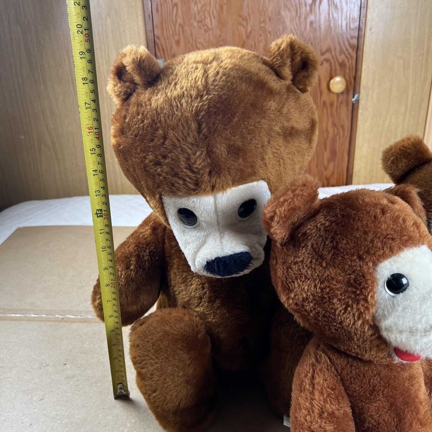 Animal Fair Brown Plush Bear Teddy Set Of 3 Large Medium Small Made In USA
