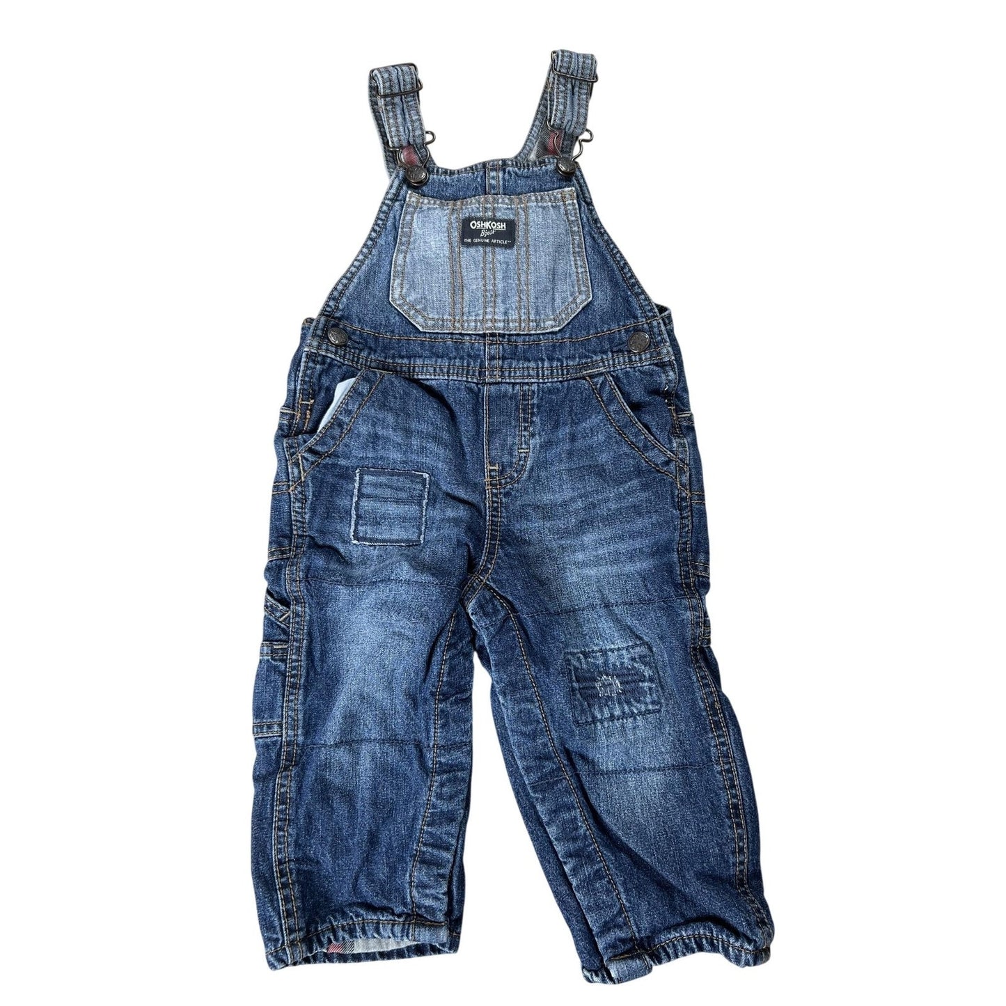 OshKosh B'gosh Jacket Boys 12-18 Months Blue Denim Flannel Lined Pockets