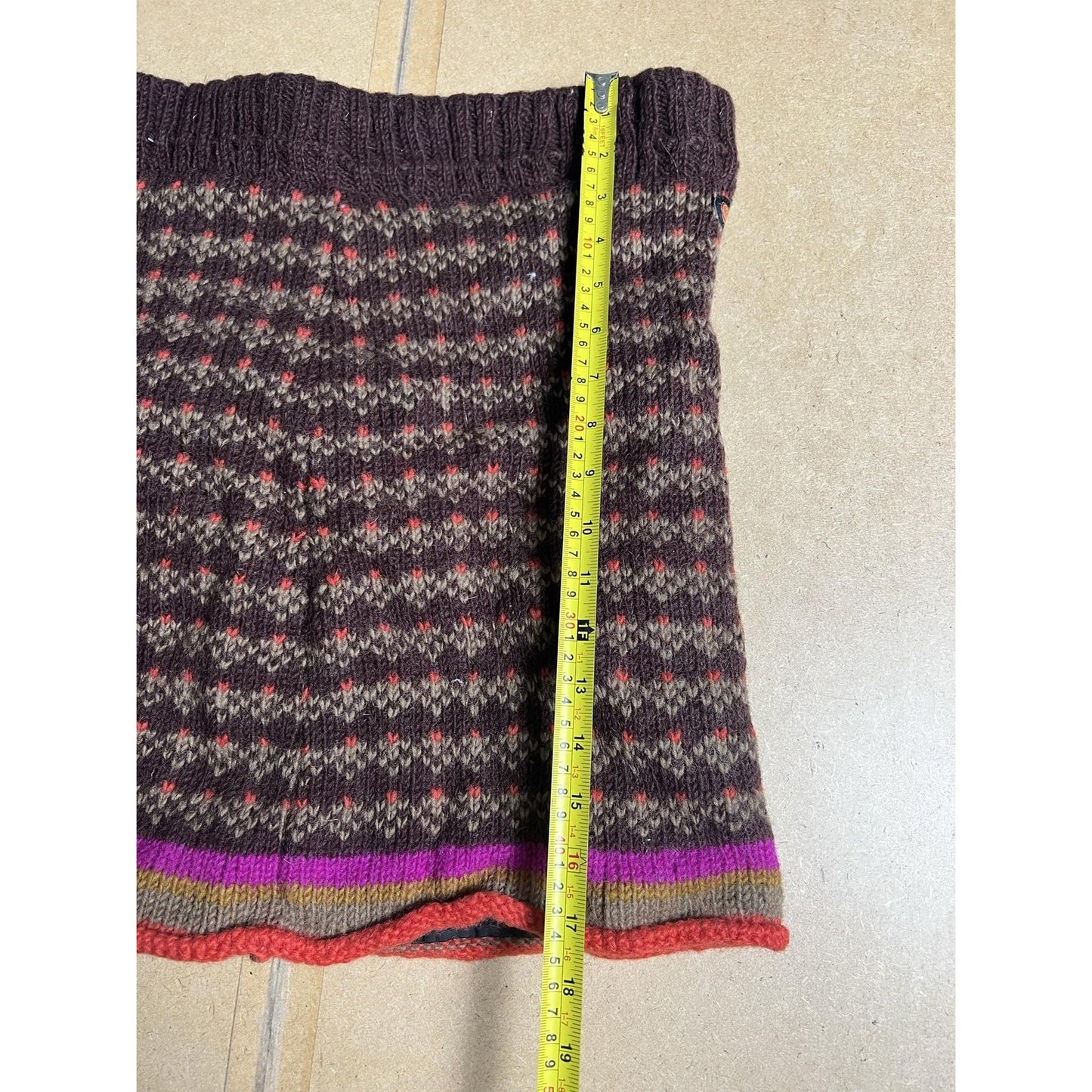 Everest Designs Skirt Womens L Multicolor Fair Isle Knit Lined Wool Drawstring