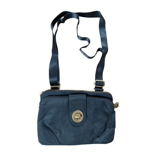 Baggallini Womens Crossbody Bag Black Turnlock Flap Adjustable Strap Nylon
