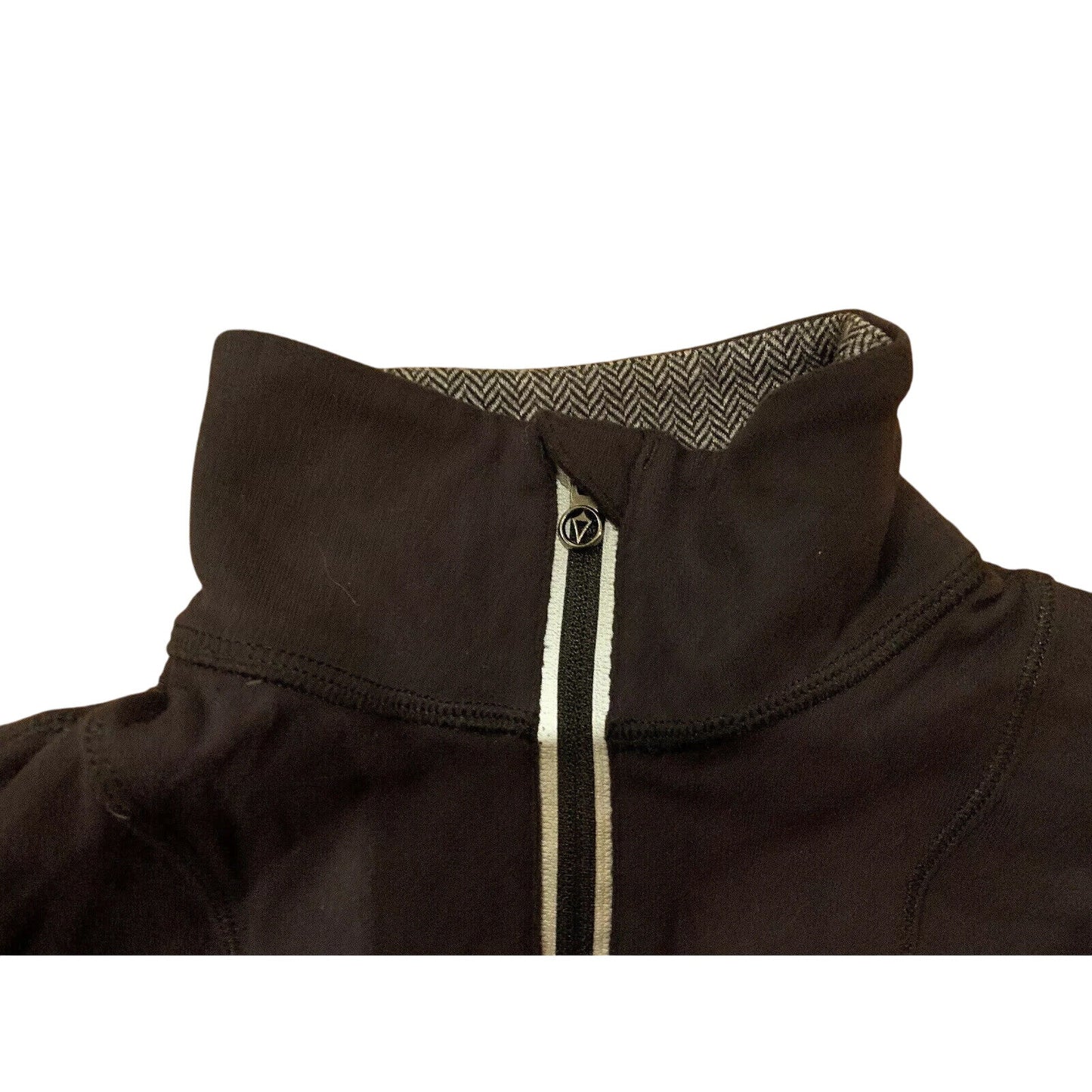 IVIVVA GO AND GLOW HERRINGBONE BLACK PULLOVER TOP SHIRT QUARTER ZIP GRAY Size 10